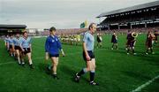 22 September 1985; Dublin captain Brian Mullins leads his side in the pre-match parade. Kerry v Dublin, All-Ireland Football Final, Croke Park, Dublin. Picture credit; Ray McManus / SPORTSFILE
