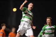 14 March 2014; Ciaran Kilduff, Shamrock Rovers, celebrates after scoring his side's first goal. Airtricity League Premier Division, Athlone Town v Shamrock Rovers, Athlone Town Stadium, Athlone, Co. Westmeath. Photo by Sportsfile
