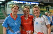 14 March 2014; Mayo Allstars, from left, Cora Staunton, Yvonne Byrne and Fiona McHale after the game. 2014 TG4 Ladies Football All-Star Tour, 2012 Allstars v 2013 Allstars Exhibition match, Hong Kong Football Club, Hong Kong, China. Picture credit: Brendan Moran / SPORTSFILE