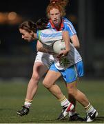 14 March 2014; Sharon Courtney, Monaghan and 2013 Allstars, in action against Louise Ni Mhuircheartaigh, Kerry and 2012 Allstars. 2014 TG4 Ladies Football All-Star Tour, 2012 Allstars v 2013 Allstars Exhibition match, Hong Kong Football Club, Hong Kong, China. Picture credit: Brendan Moran / SPORTSFILE