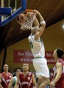 10 September 2005; Pat Burke, Ireland, dunks against the Slovak Republic. 2005 European Championships, Ireland v Slovak Republic, National Basketball Arena, Tallaght, Dublin. Picture credit; Brendan Moran / SPORTSFILE