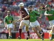 11 September 2005; Alan Callanan, Galway, in action against John Kelly, left, and David Moloney, Limerick. ESB All-Ireland Minor Hurling Championship Final, Galway v Limerick, Croke Park, Dublin. Picture credit; Ray McManus / SPORTSFILE