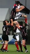 16 September 2005; Justin Harrison, Ulster, wins posessions over Alistair Kellock, Edinburgh. Celtic League 2005-2006, Group A, Ulster v Edinburgh Rugby, Ravenhill, Belfast. Picture credit; Oliver McVeigh / SPORTSFILE