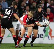 16 September 2005; Simon Webster, Edinburgh, is tackled by Paul Steinmetz, Ulster. Celtic League 2005-2006, Group A, Ulster v Edinburgh Rugby, Ravenhill, Belfast. Picture credit; Oliver McVeigh / SPORTSFILE