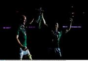 15 March 2014; Paul O'Connell, left, and Brian O'Driscoll, Ireland, celebrate with the trophy. RBS Six Nations Rugby Championship 2014, France v Ireland. Stade De France, Saint Denis, Paris, France. Picture credit: Stephen McCarthy / SPORTSFILE