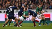 15 March 2014; Brian O'Driscoll, Ireland, is tackled by Dimitri Szarzewski, France. RBS Six Nations Rugby Championship 2014, France v Ireland. Stade De France, Saint Denis, Paris, France. Picture credit: Stephen McCarthy / SPORTSFILE