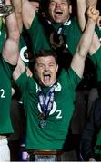 15 March 2014; Ireland's Brian O'Driscoll celebrates after the game. RBS Six Nations Rugby Championship 2014, France v Ireland, Stade De France, Saint Denis, Paris, France. Picture credit: Matt Browne / SPORTSFILE