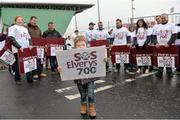 16 March 2014; Alex Doyle, age 3, with staff members from Elverys Sports shops during a campign called the SOSelverys700, where they were to petition members of the public for their signatures before the Mayo v Cork game. Allianz Football League, Division 1, Round 5, Mayo v Cork, Elverys MacHale Park, Castlebar, Co. Mayo. Picture credit: David Maher / SPORTSFILE