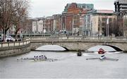 16 March 2014; The University College Dublin Boat Club trail Trinity College on their way to winning The Gannon Cup. Annual Colours Boat Race, River Liffey, Dublin. Picture credit: Ramsey Cardy / SPORTSFILE