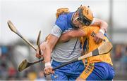 16 March 2014; Maurice Shanahan, Waterford, in action against Brendan Bugler and Cian Dillon, Clare. Allianz Hurling League, Division 1A, Round 4, Clare v Waterford, Cusack Park, Ennis, Co. Clare. Picture credit: Ray McManus / SPORTSFILE