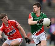16 March 2014; Alan Freeman, Mayo, in action against Kevin Crowley, Cork. Allianz Football League, Division 1, Round 5, Mayo v Cork, Elverys MacHale Park, Castlebar, Co. Mayo. Picture credit: David Maher / SPORTSFILE
