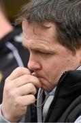 16 March 2014; Clare manager Davy Fitzgerald in pensive mood before the game. Allianz Hurling League, Division 1A, Round 4, Clare v Waterford, Cusack Park, Ennis, Co. Clare. Picture credit: Ray McManus / SPORTSFILE