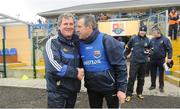 16 March 2014: Cavan Manager Terry Hyland, left, shakes hands with Longford Manager Jack Sheedy after the game. Allianz Football League Division 3, Round 5, Longford v Cavan, Pearse Park, Longford. Picture credit: Ray Lohan / SPORTSFILE