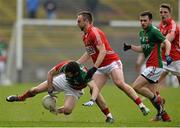 16 March 2014; Seamus O'Shea, Mayo, in action against Paul Kerrigan, Cork. Allianz Football League, Division 1, Round 5, Mayo v Cork, Elverys MacHale Park, Castlebar, Co. Mayo. Picture credit: David Maher / SPORTSFILE