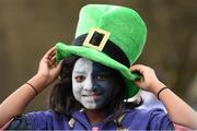 16 March 2014; Blackrock College supporter Anita Ryan, age 10, from Rathmines, Dublin, ahead of the game. Beauchamps Leinster Schools Senior Cup Final, Blackrock College v Clongowes Wood College. RDS, Ballsbridge, Dublin. Picture credit: Stephen McCarthy / SPORTSFILE