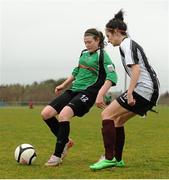 16 March 2014; Jetta Berrill, Peamount United, in action against Catherine Cronin, Raheny United. Bus Éireann Women's National League, Peamount United v Raheny United, Greenogue, Newcastle, Dublin. Picture credit: Piaras Ó Mídheach / SPORTSFILE