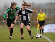 16 March 2014; Clare Shine, Raheny United, in action against Jessica Gargan, Peamount United. Bus Éireann Women's National League, Peamount United v Raheny United, Greenogue, Newcastle, Dublin. Picture credit: Piaras Ó Mídheach / SPORTSFILE