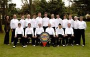 16 September 2005; The Ballybunion Golf Club, back row, l to r; Oralith Fortune, Bulmers Brand Manager, Eoin O'Shaugnessy, Jonathan Murphy, Didgie O'Connor, David Mulvihill, Mark Dilger, David Crowley, Maurice Fahy, Kieran Kennelly, Humphrey O'Connor, Brendan McKeon, Rory Flannery, front row, left to right, Edward Stack, Shane Lavery, Michael Shanahan, Captain, Donal Liston, Padraig Quillen, and Des O'Donnell, who were defeated by Carrick-on- Shannon in the Bulmers Jimmy Bruen Shield Semi-Final. Bulmers Cups and Shields finals, Rosslare Golf Club, Rosslare, Wexford. Picture credit; Ray McManus / SPORTSFILE