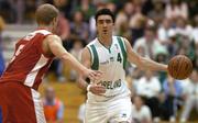 17 September 2005; Michael Bree, Ireland, in action against Martin Thuesen, Denmark. 2005 Men's European Championships, Ireland v Denmark, National Basketball Arena, Tallaght, Dublin. Picture credit; Brendan Moran / SPORTSFILE