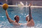 19 September 2005; Tomas Dallos, left, and Colin Morrissey, Half-Moon Water Polo Club, in action during water polo training. National Aquatic Centre, Blanchardstown, Dublin. Picture credit; Damien Eagers / SPORTSFILE