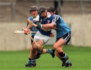 8 May 1999; Aidan Fennelly of Laois in action against Conor Keaney of Dublin during the Leinster Minor Hurling Championship Round 2 match between Dublin and Laois at Parnell Park in Dublin. Photo By Brendan Moran/Sportsfile