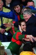 9 May 1999;  Billy Joe Padden of Mayo is congratulated by supporters following the All-Ireland Vocational Schools' Intercounty Football Final match between Mayo and Tyrone at Páirc U’ Chaoimh in Cork. Photo by Ray McManus/Sportsfile