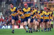 2 May 1999; The Clare teama head of the Church & General National Hurling League Division 1 Semi-Final match between Clare and Tipperary at the Gaelic Grounds in Limerick. Photo by Ray McManus/Sportsfile