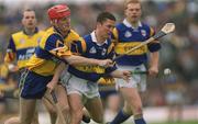 2 May 1999; Declan Browne of Tipperary of Brian Lohan of Clare during the Church & General National Hurling League Division 1 Semi-Final match between Clare and Tipperary at the Gaelic Grounds in Limerick. Photo by Damien Eagers/Sportsfile