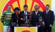 30 April 1999; Pictured at the presentation after the Shell Champion Hurdle are from left, Jockey Charlie Swan, Marjorie Ford wife of the Shell Director, the winning owner J.P McManus, Michael Ford director of Shell Ireland, trainer Aidan O'Brien and his son Joseph at Punchestown Racecourse in Kildare. Photo by Matt Brown/Sportsfile