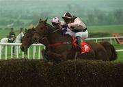 30 April 1999; Jocks Cross with Tony McCoy up jump the last ahead of Manus the Man, with Richard Dunwoody up, who finished third, on their way to winning the David Austin Memorial Steeplechase at Punchestown racecourse in Kildare. Photo by Matt Browne/Sportsfile