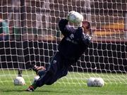 27 April 1999; Niall Quinn saves a penalty from one of his colleagues during a Republic of Ireland Training Session at Lansdowne Road in Dublin. Photo by Ray McManus/Sportsfile