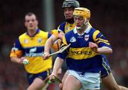 2 May 1999; Liam Cahill of Tipperay in action against Sean McMahon of Clare during the Church & General National Hurling League Division 1 Semi-Final match between Clare and Tipperary at the Gaelic Grounds in Limerick. Photo by Damien Eagers/Sportsfile