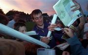 19 August 1996; Wexford manager Liam Dunne signs autographs for supporters during a Wexford Senior Hurling All-Ireland Press Night at Wexford Park in Wexford. Photo by David Maher/Sportsfile