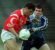 9 May 1999; Mark O'Sullivan of Cork in action against Paddy Christie of Dublin during the Church & General National Football League Final between Cork and Dublin at Páirc U’ Chaoimh in Cork. Photo by Ray McManus/Sportsfile