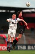 8 May 1999; Graham O'Hanlon of Bohemians in action against Sean Francis of Cobh Ramblers during the Harp Lager National League Promotion/Relegation Playoff Second Leg match between Bohemians and Cobh Ramblers at Dalymount Park in Dublin. Photo by David Maher/Sportsfile