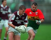 9 May 1999; Shane Colleary of Westmeath in action against Mark Dowling of Carlow during the Bank of Ireland Leinster Senior Football Championship Round 1 match between Carlow and Westmeath at Dr Cullen Park in Carlow. Photo by Damien Eagers/Sportsfile