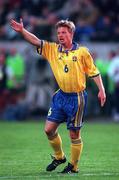 28 April 1999; Stefan Schwarz of Sweden during the International friendly match between Republic of Ireland and Sweden at Lansdowne Road in Dublin. Photo By Brendan Moran/Sportsfile