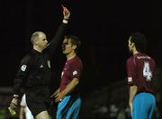 23 September 2005; Referee Dave McKeown, sends off Paul Keegan, no.4 , Drogheda United. FAI Carlsberg Cup Quarter-Final, Drogheda United v Bohemians, United Park, Drogheda, Co. Louth. Picture credit: David Maher / SPORTSFILE
