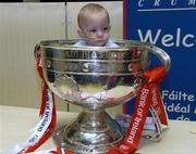 26 September 2005; Patient Craig Delaney, aged 12 months from Kildare town, sits in the Sam Maguire cup at Our Lady's Hospital for Sick Children, Crumlin, Dublin. Picture credit; Damien Eagers/ SPORTSFILE