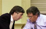 26 September 2005; John Delaney, left, Chief Executive FAI, with Alistair Gray, Managing Director Genesis, at a press conference where details of Genesis’ 'white paper' were outlined to stakeholders within the game. Genesis had been commissioned by the eircom League and the FAI to review the League and prepare the 'white paper' regarding the future strategic direction of the League in Ireland. Green Isle Hotel, Dublin. Picture credit: David Maher / SPORTSFILE