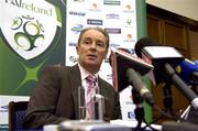 27 September 2005; Republic of Ireland Manager Brian Kerr at a media briefing to announce his squad for the forthcoming World Cup Qualifiers against Cyprus and Switzerland. Jury's Hotel, Ballsbridge, Dublin. Picture credit: David Maher / SPORTSFILE
