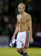 29 September 2005; A dejected John O'Flynn, Cork City, at the end of the game after defeat to Slavia Prague. UEFA Cup, First Round, Second Leg, Cork City v Slavia Prague, Turners Cross, Cork. Picture credit: David Maher / SPORTSFILE
