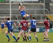 17 March 2014; Conor Glass, St Patrick’s Maghera, rises high to take the ball out of the air. Danske Bank MacRory Cup Final, St Patrick’s Maghera v Omagh CBS, Athletic Grounds, Armagh. Picture credit: Oliver McVeigh / SPORTSFILE