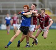 17 March 2014; Conor Glass, St Patrick’s Maghera, in action against Cillian McCann and Eoighain Murray, Omagh CBS. Danske Bank MacRory Cup Final, St Patrick’s Maghera v Omagh CBS, Athletic Grounds, Armagh. Picture credit: Oliver McVeigh / SPORTSFILE