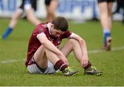 17 March 2014; A dejected Eoighain Murray, Omagh CBS, after the game. Danske Bank MacRory Cup Final, St Patrick’s Maghera v Omagh CBS, Athletic Grounds, Armagh. Picture credit: Oliver McVeigh / SPORTSFILE