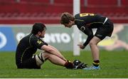 17 March 2014; Darragh Ryan, left, and Diarmuid Scannell Ardscoil Ris, in conversation after defeat to Crescent College. SEAT Munster Schools Senior Cup Final, Ard Scoil Ris v Crescent College Comprehensive, Thomond Park, Limerick. Picture credit: Diarmuid Greene / SPORTSFILE