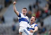 17 March 2014; Kevin Bonnie, left, and Luke Bree, St Vincent's, celebrate their side's victory. AIB GAA Football All-Ireland Senior Club Championship Final, Castlebar Mitchels, Mayo, v St Vincent's, Dublin. Croke Park, Dublin. Picture credit: Stephen McCarthy / SPORTSFILE