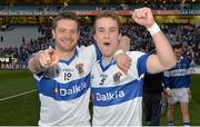 17 March 2014; St Vincent's Luke Bree, left and Cameron Diamond celebrates at the end of the match. AIB GAA Football All-Ireland Senior Club Championship Final, Castlebar Mitchels, Mayo, v St Vincent's, Dublin. Croke Park, Dublin. Picture credit: Ramsey Cardy / SPORTSFILE