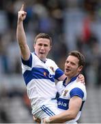 17 March 2014; Kevin Bonnie, left, and Luke Bree, St Vincent's, celebrate their side's victory. AIB GAA Football All-Ireland Senior Club Championship Final, Castlebar Mitchels, Mayo, v St Vincent's, Dublin. Croke Park, Dublin. Picture credit: Stephen McCarthy / SPORTSFILE