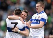 17 March 2014; St Vincent's players, from left, Michael Concarr, Luke Bree and Gavin Burke celebrate their side's victory following the final whistle. AIB GAA Football All-Ireland Senior Club Championship Final, Castlebar Mitchels, Mayo, v St Vincent's, Dublin. Croke Park, Dublin. Picture credit: Stephen McCarthy / SPORTSFILE